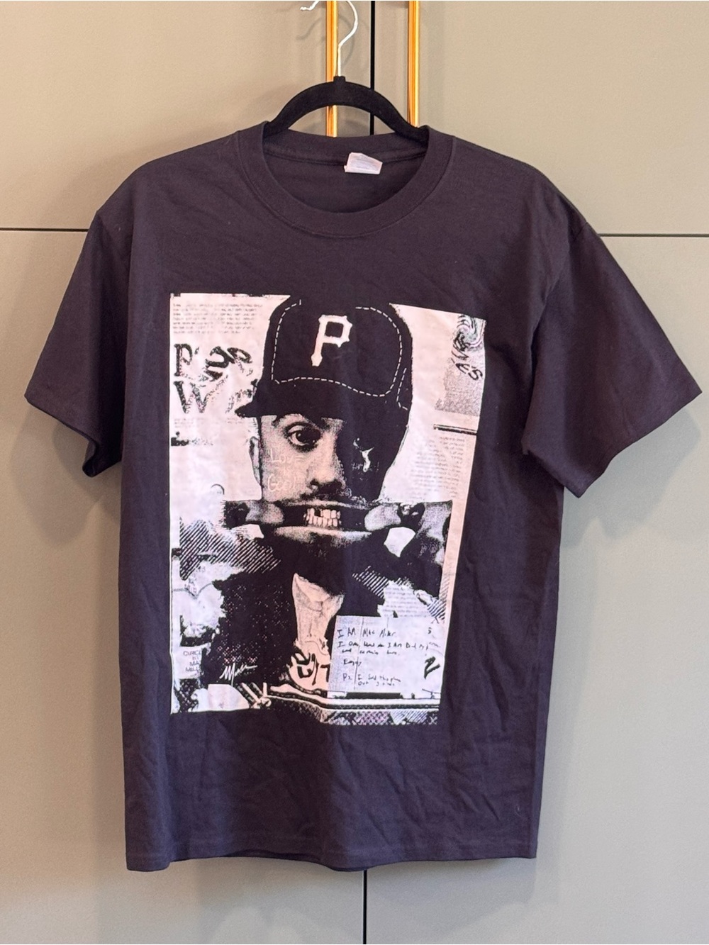 Men's Black Mac Miller Graphic Short-Sleeve Tee with White Poster Print